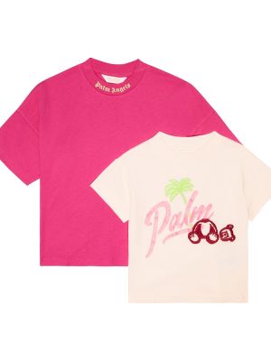 Bomull t-skjorte for jenter Palm Angels Kids rosa