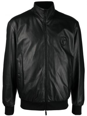 Kožená bunda Giorgio Armani černá