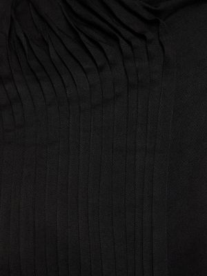 Plisovaná saténová halenka Yohji Yamamoto černá