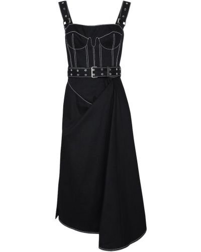 Bavlněné midi šaty Alexander Mcqueen - černá