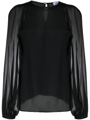 Прозрачна копринена блуза Barba черно