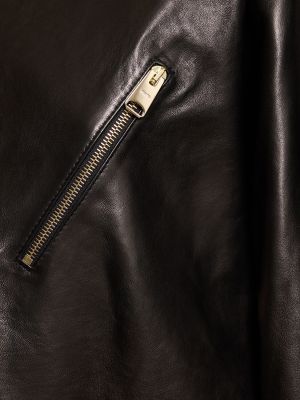 Usnjena jakna z zadrgo Khaite črna