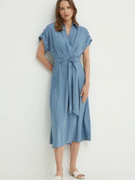 Pamučna mini haljina Lauren Ralph Lauren plava
