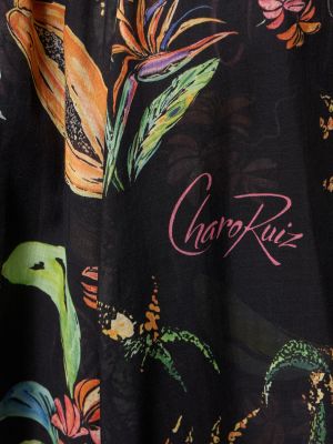Kokvilnas maksi kleita ar ziediem Charo Ruiz balts