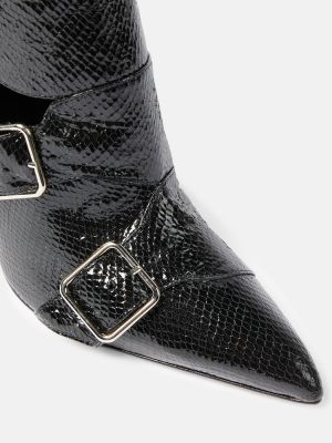 Kožené členkové topánky so vzorom hadej kože Paris Texas čierna