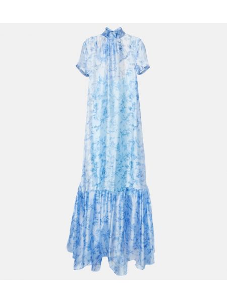 Sukienka długa w kwiatki Staud niebieska