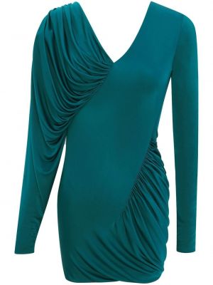 Коктейлна рокля с v-образно деколте Saint Laurent синьо