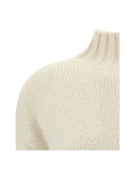 Jersey cuello alto de lana de seda de tela jersey Jil Sander beige