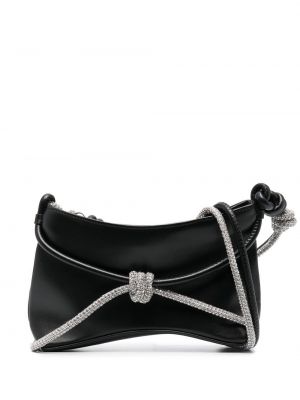 Kara crystal-embellished leather shoulder bag - Noir
