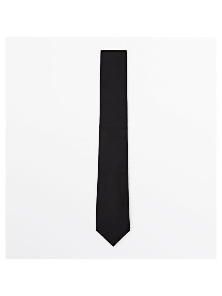 Хлопковый шелковый галстук Massimo Dutti черный