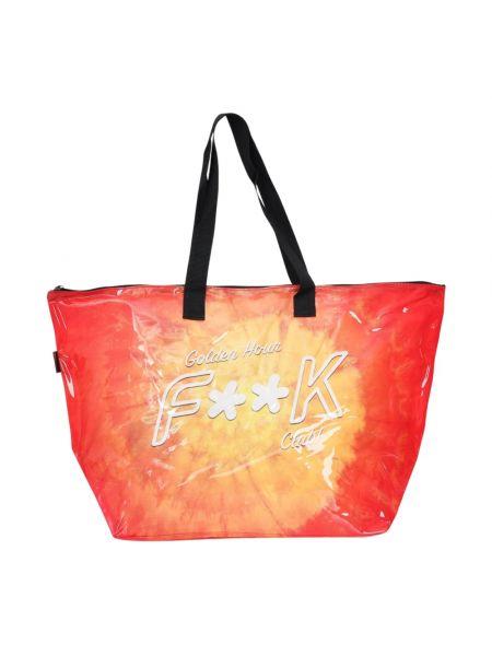 Shopper handtasche mit taschen F**k orange