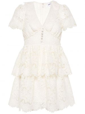 Коктейлна рокля на цветя Self-portrait бяло