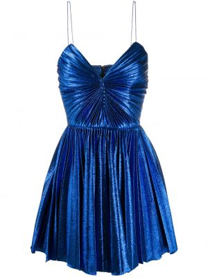 Mini vestido plisado Saint Laurent azul