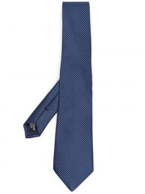 Копринена вратовръзка на точки Giorgio Armani синьо