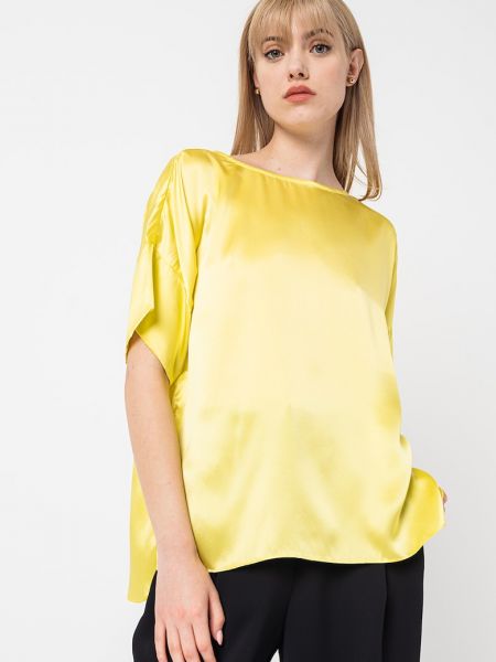 Асимметричная шелковая блузка Stefanel желтая