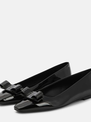Lakkozott bőr masnis balerina cipők Ferragamo fekete
