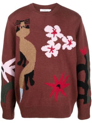 Жакардов пуловер Maison Kitsuné червено
