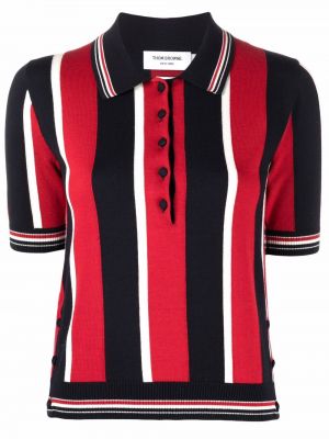 Polo a righe Thom Browne rosso