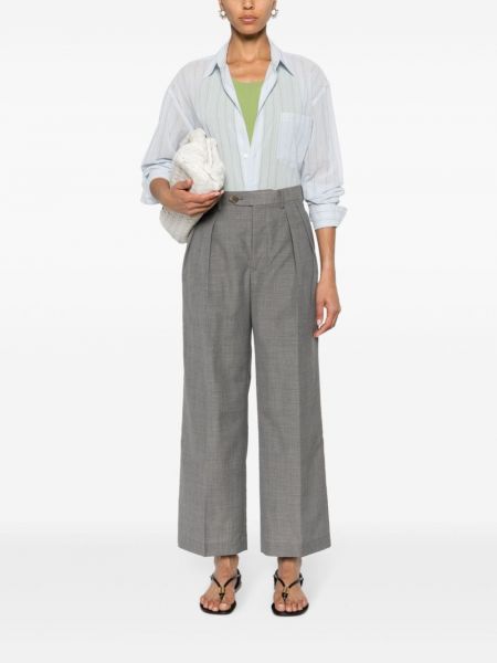 Rovné kalhoty s tropickým vzorem Auralee šedé