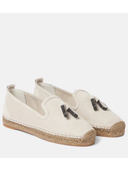 Semsket skinn espadrillos Brunello Cucinelli beige