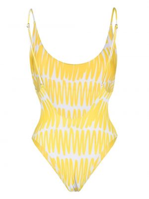 Plavky s potiskem s abstraktním vzorem Kiton žluté