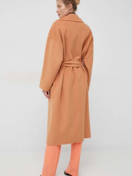Oversized vlněný kabát Calvin Klein oranžový