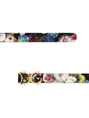 Květinový kožený pásek s potiskem Dolce & Gabbana