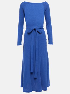 Vestido midi de algodón Polo Ralph Lauren azul