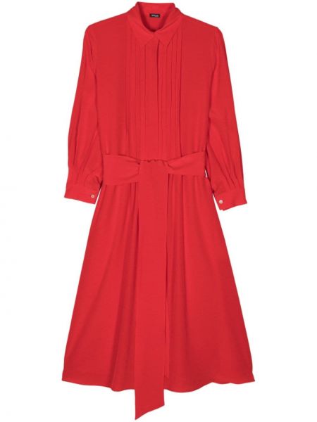 Rochie midi de mătase plisată Kiton roșu