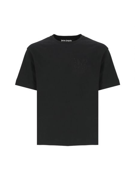 T-shirt aus baumwoll mit kurzen ärmeln mit rundem ausschnitt Palm Angels schwarz