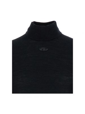 Jersey cuello alto de lana con cuello alto de tela jersey Diesel negro