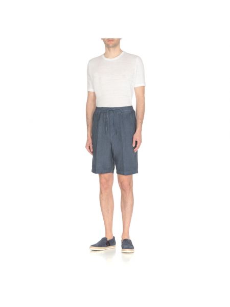 Pantalones cortos de lino 120% Lino azul