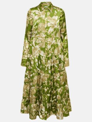 Sukienka midi w kwiatki Erdem zielona