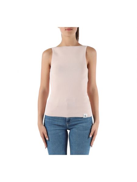 Top z otwartymi plecami Calvin Klein Jeans różowy