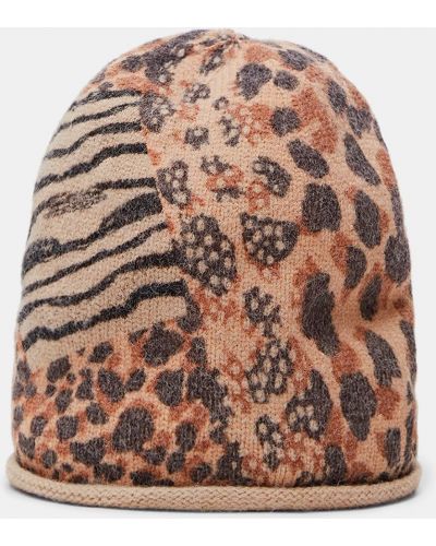 Hnědý leopardí leopardí čepice Desigual