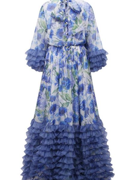 Шелковое платье Dolce & Gabbana голубое