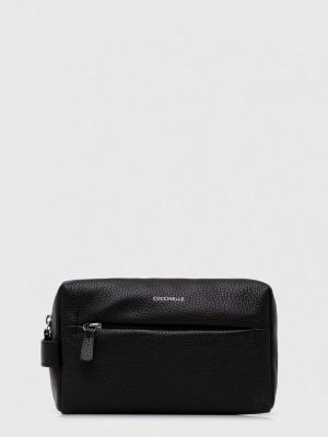 Usnjena kozmetična torbica Coccinelle črna