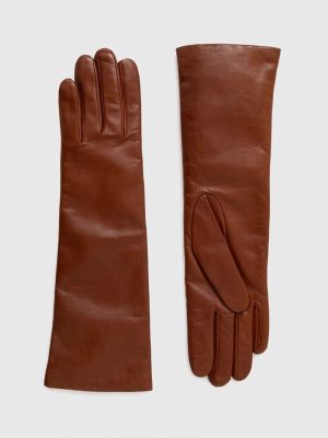 Rękawiczki skórzane Weekend Max Mara brązowe
