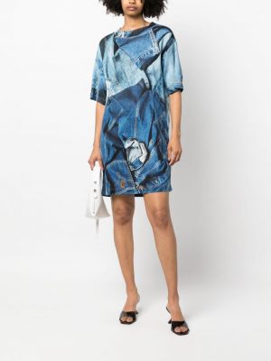 Džínové šaty s potiskem Moschino modré
