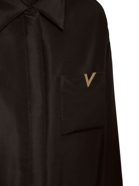 Oversize копринено яке Valentino черно
