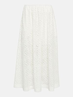 Spódnica midi z wysoką talią bawełniana Toteme biała