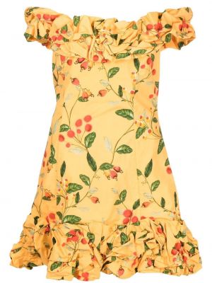 Mini obleka s cvetličnim vzorcem s potiskom Agua By Agua Bendita rumena