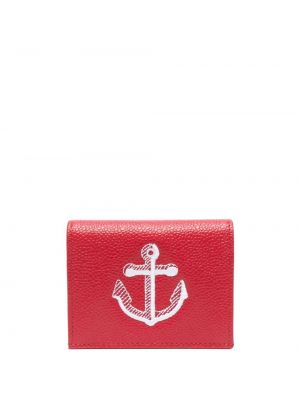 Kožená peněženka s výšivkou Thom Browne červená