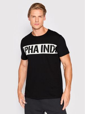 T-shirt à rayures à imprimé Alpha Industries noir