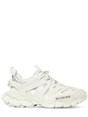 Sneakerși din piele plasă din piele ecologică Balenciaga Track alb