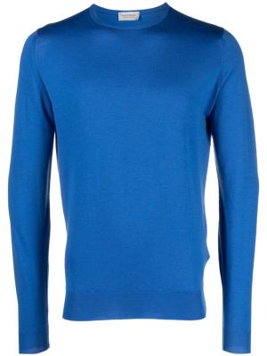 Вълнен пуловер от мерино вълна John Smedley синьо