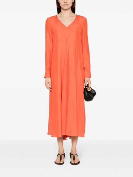 Hedvábné dlouhé šaty Simonetta Ravizza oranžové