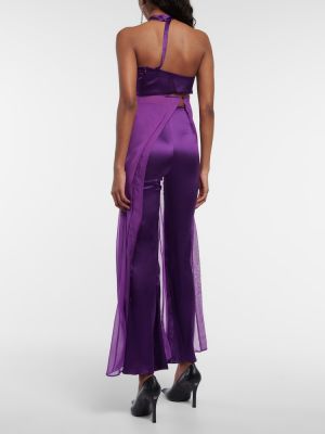 Hedvábné saténové rovné kalhoty Didu fialové