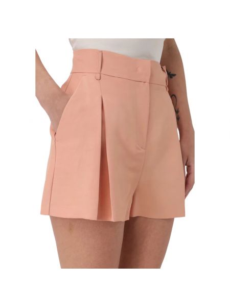 Pantalones cortos de cintura alta de lino Twinset rosa