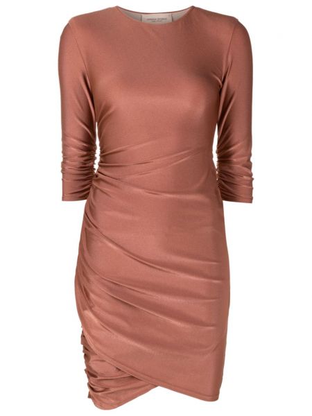 Drapiruotas asimetriškas suknele Adriana Degreas ruda